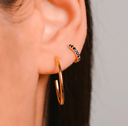 Amazon.com: Pinari Double Piercing Pearl Earrings Set – Gold Plated  Detachable Chain - 2 Pairs of Shell Pearl Studs – Sterling Silver Double  Earrings for Two Holes: Clothing, Shoes & Jewelry