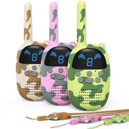 GOCOM Age 3-12 Kids Toys Handheld Child Gift Walky Talky, Two-Way Radio Boys & Girls Toys（Brown+Green+Pink)