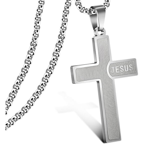 Mens High-Quality Cross Necklaces Stainless Steel Premium Cross Pendant Necklace For Men[n282]