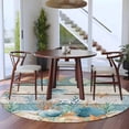 thumbnail image 3 of Round Rug 5Ft Washable Non-Slip, Vintage Blue Coastal Circle Area Rugs for Living Room Bedroom, Summer Beach Starfish Shell Coral Nautical Indoor Floor Mats Carpet Runner for Home Decor Aesthetic, 3 of 8