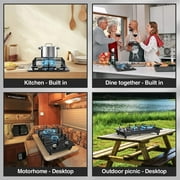 VBGK Double Burner Gas Cooktop, 12 inch Stainless Steel Propane Stove with Thermocouple Protection, Dual Fuel Built-in Design for Home Kitchen Use