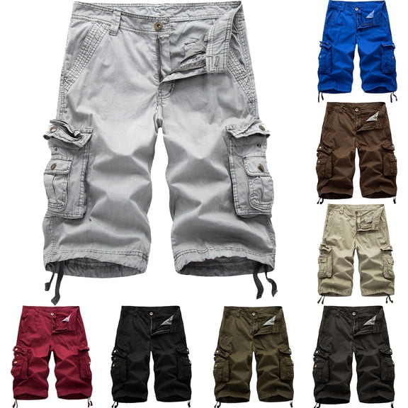 Dgankt Men's and Big Men's Men's Plus Size Cargo Shorts – Durable Cotton Casual Shorts with Multi Utility Pockets, Button Fly & Drawstring Hem for Hiking, Work, Outdoor & Summer Daily Wear S-4XL