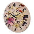 thumbnail image 3 of Designart 'Ancient Chrysanthemums With Bouquet I' Traditional Wood Wall Clock, 3 of 5