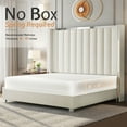 thumbnail image 5 of Merluxy Queen Bed Frame with 58" tall Headboard, Velvet Upholstered Platform with Channel Tufted Wingback Headboard and Plating Trim,Cream, 5 of 9