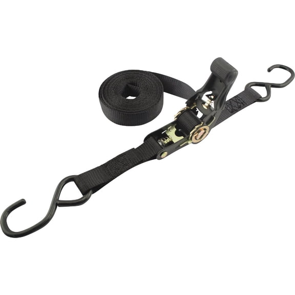 Erickson 01300 Black 1" x 15' Motorcycle/ATV Ratcheting Tie-Down Strap
