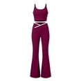 thumbnail image 3 of FAHXNVB Women's 2 Piece Workout Outfits Color Block Scoop Neck Crop Tank Top and Flared Leggings Yoga Set Workout Athletic Sets, 3 of 6