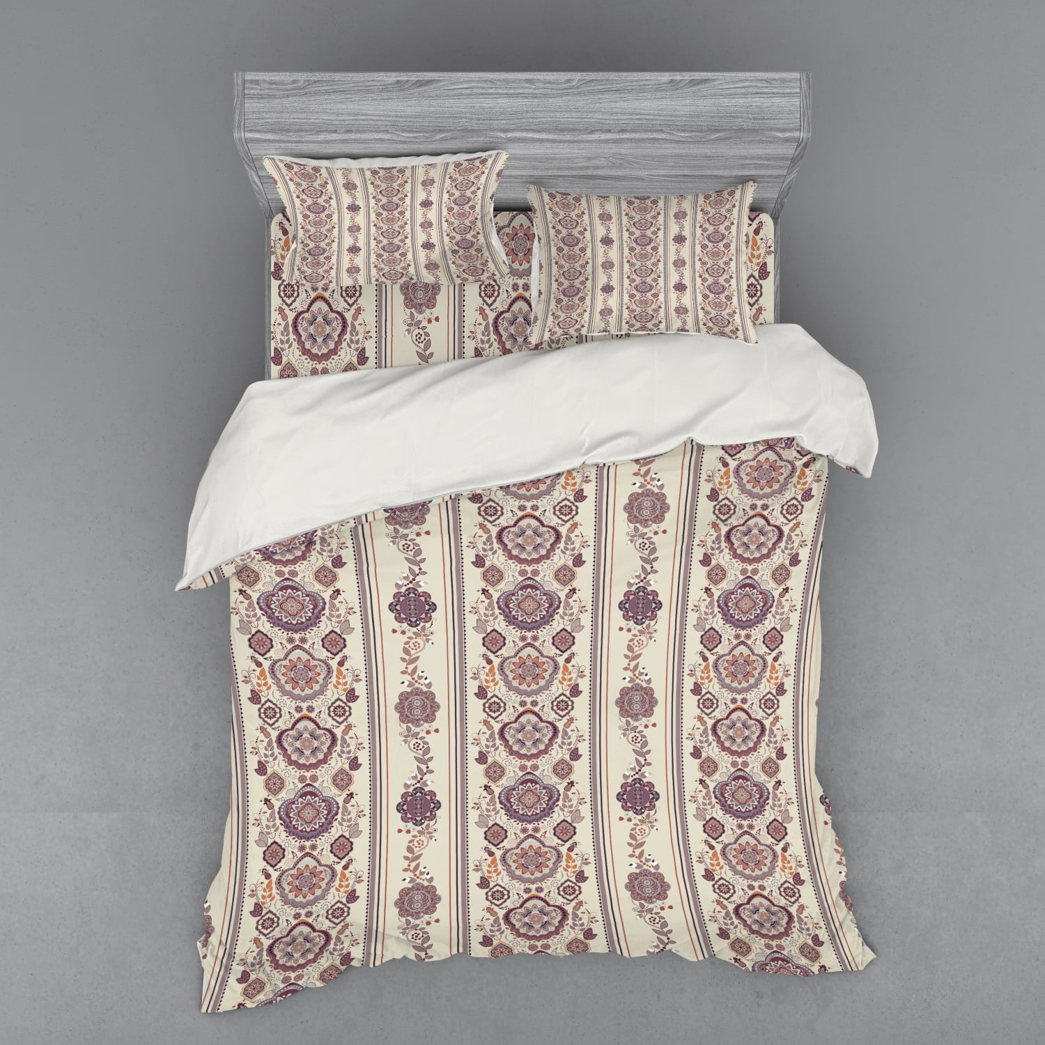 Floral Duvet Cover Set, Middle Eastern Ottoman Medieval Ornamental