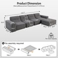 thumbnail image 4 of Resenkos 104" L-Shaped Cloud Sectional Couch, Left Chaise Configuration with Plush Corduroy Fabric, No Assembly, Black, 4 of 7