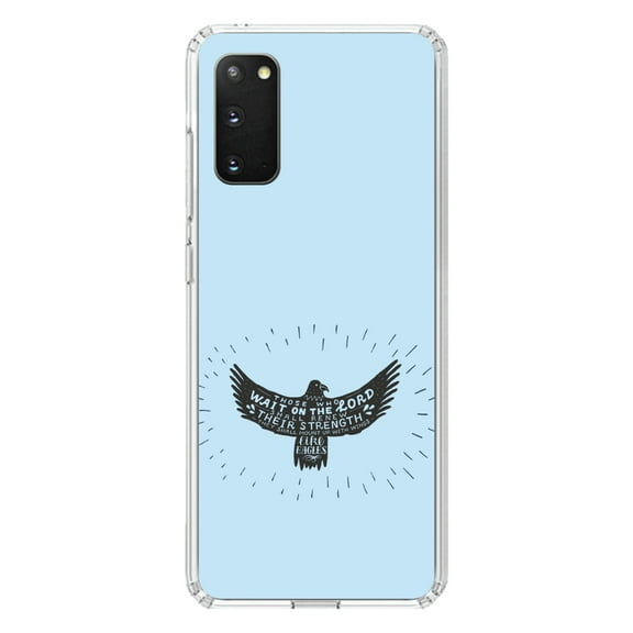DistinctInk Clear Shockproof Hybrid Case for Galaxy S20 PLUS / 5G (6.7" Screen) - TPU Bumper, Acrylic Back, Tempered Glass Screen Protector - MountUp with Wings Like Eagles