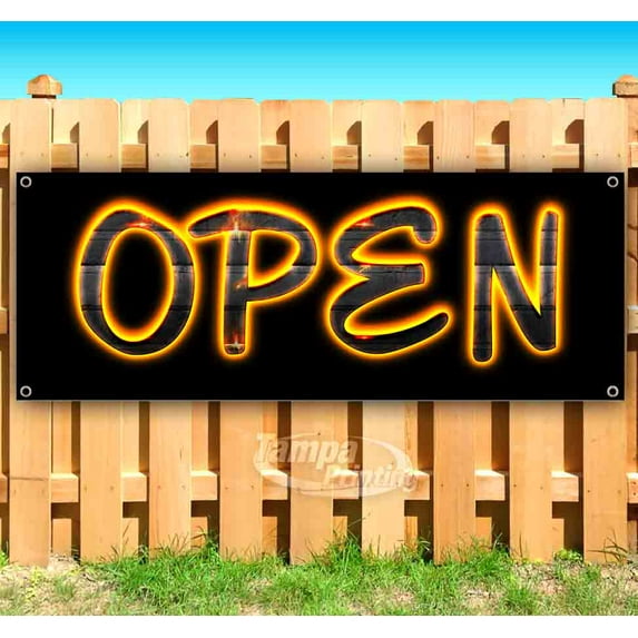 Open 13 oz Vinyl Banner With Metal Grommets