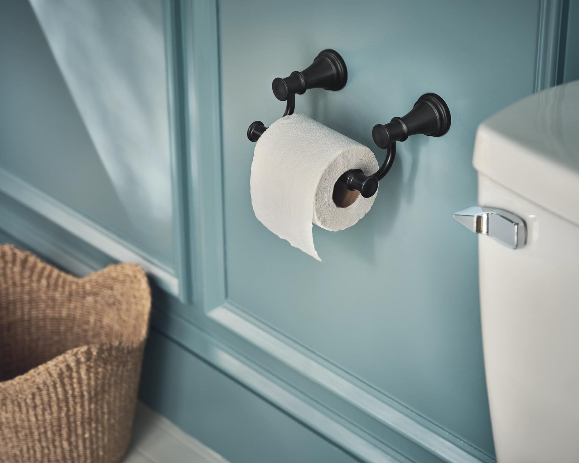 Moen YB6408BL Belfield Double Post Toilet Paper Holder - Black