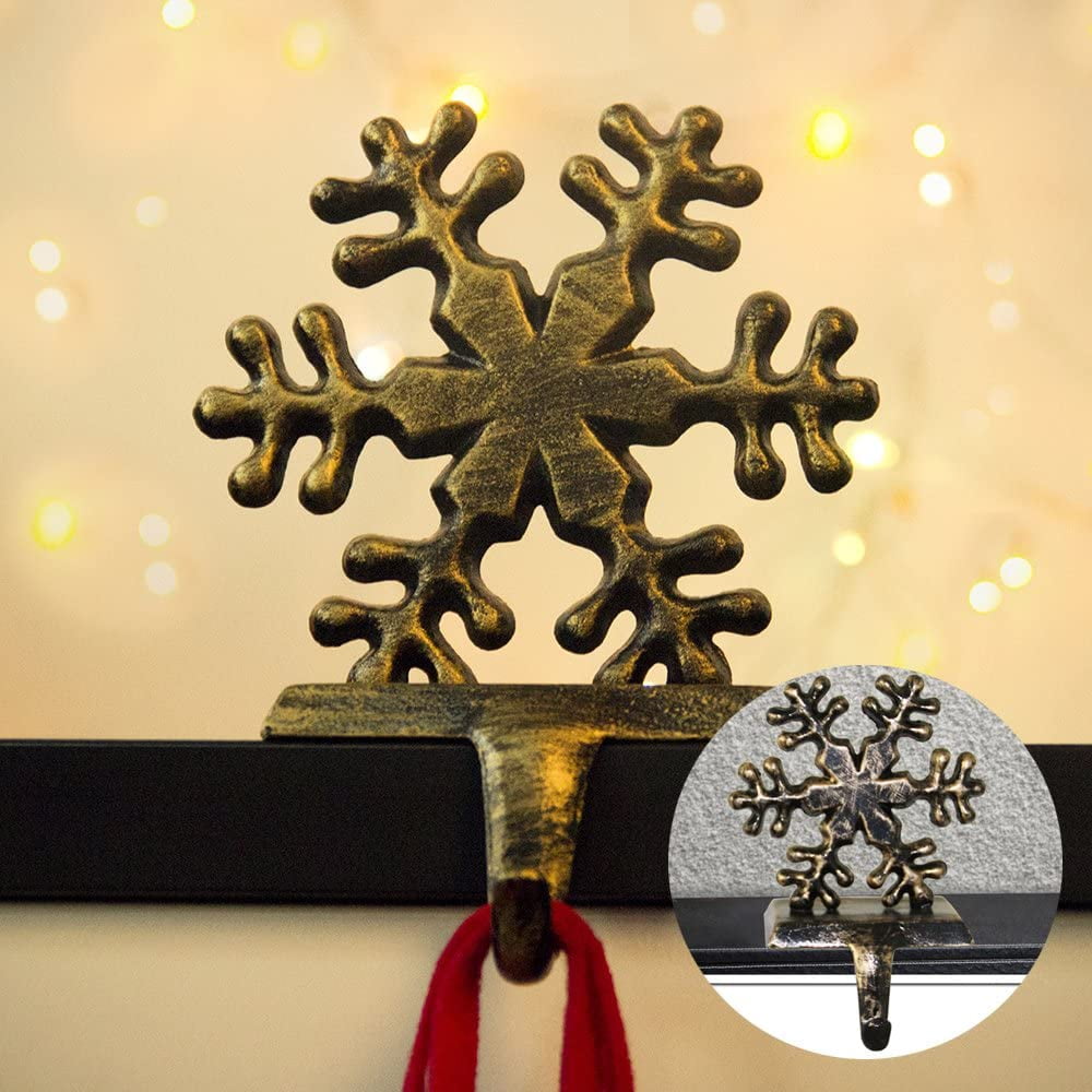 Christmas Stocking Holder Vintage Iron Deer Snowman Sata Snowflake