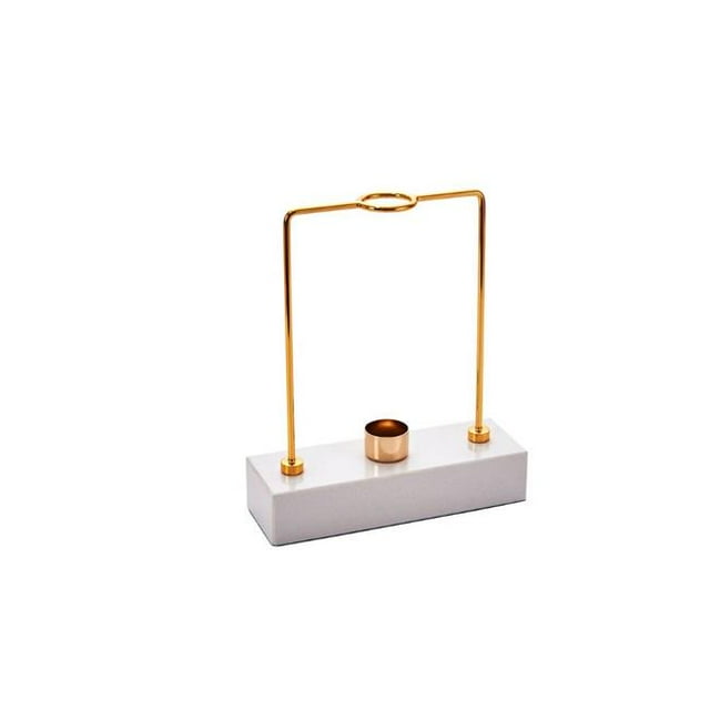 Benzara BM162494 Dazzling Metal Candle Holder, Gold & White