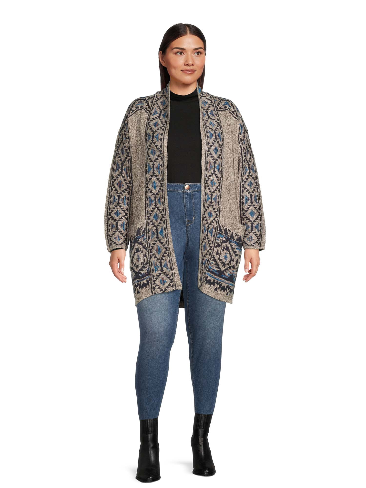 Valerie Stevens Long Sleeve Open Front Duster (Women's Plus)