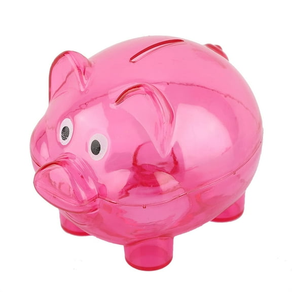 1 Pc Piggy Bank For Kids, Cartoon Pig Shape Money Box Plastic Home Decoration, Unbreakable Resin(Clear Pink)