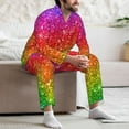 thumbnail image 7 of Hirioo Colorful Glitter for Men's Pajama Sets 2 Piece Pjs Men's Long-Sleeved Pajama Set Button Down Sleepwear,S-XXL-Medium, 7 of 7