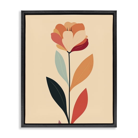 Stupell Industries Modern Retro Hue Flower Black Floating Frame Canvas Art, 17 x 21, by Walker Noble