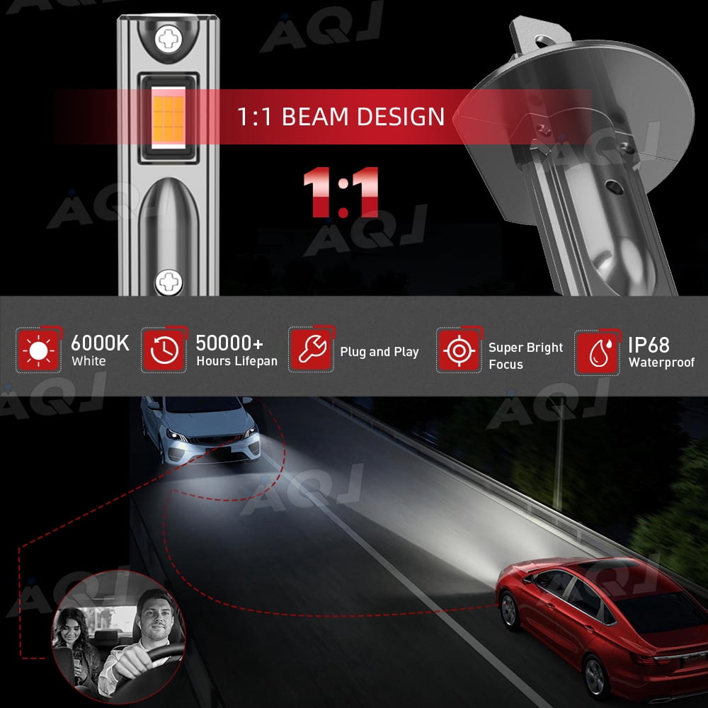 Compatible with Kia Rio Hatchback 2012-2018 LED High Low Beam Lamp Set 4 Pack - 30,000LM 6000K White 300% Super-Bright Bulb, Plug & Play