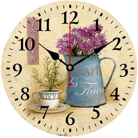 Cozy Hour 9 . 84 Inch Vintage Wall Clock, Farmhouse Floral Decorative Clock with Large Numbers, Rustic French Cozy Hour 9 . 84 Inch Vintage Wall Clock, Farmhouse Floral Decorative Clock with Large Numbers image