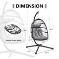 thumbnail image 4 of HONGGE Patio Hanging Egg Chair with Stand and Folding Basket Indoor Outdoor Use, Black, 4 of 9