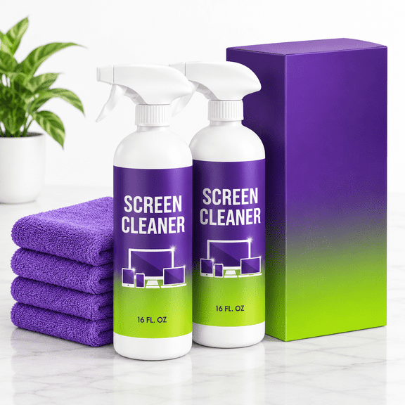 16 Fl Oz (Pack of 2) Glass and Screen Cleaner Spray for TVs, Cars, Laptops and Monitors