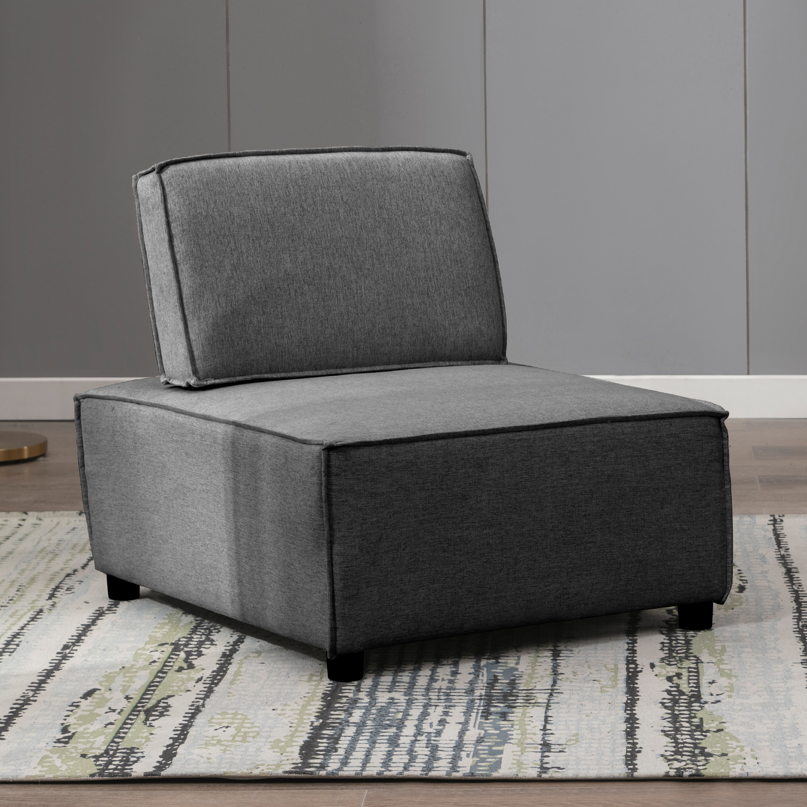 BALUS Armless Tufted Sectional Sofa, Futon Chair Floor Couch for Living