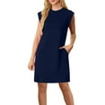 thumbnail image 3 of WRKEKC Robes d'Été Décontractées pour Femmes, Robes d'Été Grande Taille, Robe Décontractée à Manches Courtes Col en V Couleur Unie Tendance pour Femmes, 3 of 8