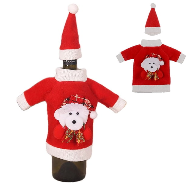 Christmas Wine Bottle Decoration Christmas Clothes Hat Decorations Wine Bottle Set Decoration Christmas Venue Decorations