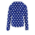 thumbnail image 4 of Brondbend Woman Hoodies Sweatshirt Women Long Sleeved Drawstring Pocket Button Pullover Polka Dot Print Comfortable Oversized Tops Lady Outdoor Athletic Fall Winter Wear Blue, 4 of 5