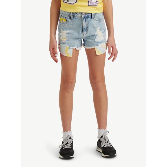 Spongebob X Justice Girls Sequin Denim Short, Sizes 6-18, Slim & Plus