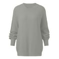 thumbnail image 5 of Women's Fashion Casual Round Neck Long Sleeve Cable Knit Sweater Top for Fall and Winter, Cozy and Classic, Perfect for Cool Weather,Gray,Size XL, 5 of 6