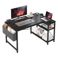 thumbnail image 1 of Exenoray L-Shaped Computer Desk with Power Outlet, 40" Reversible Corner Desk with Storage Shelf & Fabric Organizer, Space-Saving Home Office Workstation, Black, 1 of 7