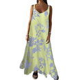 thumbnail image 3 of Vestido Bohemio de Verano con Tirantes Finos, Sin Mangas, con Cuello en V, Estampado Floral, para Mujer, Amarillo M, 3 of 10