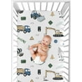 thumbnail image 2 of Sweet Jojo Designs Construction Truck Green Blue and Grey Fitted Crib Sheet, 2 of 6