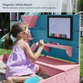thumbnail image 3 of BELLEZE Wooden Sandbox, Kids Sandbox Outdoor Sandpit for Backyard, Outdoor Sandbox with Cover, Sand Toy Wall, Bench, Storage, and Magnetic White Board (Pink), 3 of 7