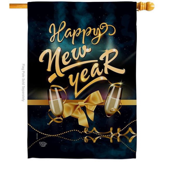 Ornament Collection  28 x 40 in. Cheerful New Year House Flag with Winter Double-Sided Decorative Vertical Flags Decoration Banner Garden Yard Gift