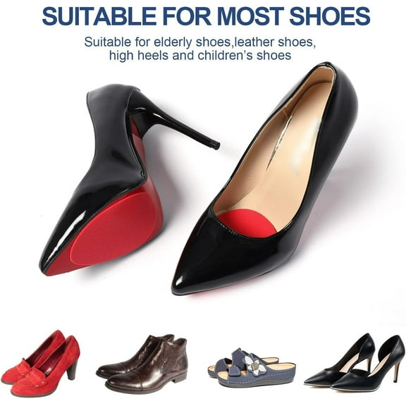RUseeN 8 PCS Non-Slip Shoes Pads Adhesive Shoe Sole Protectors, High Heels Anti-Slip Shoe Grips, Red