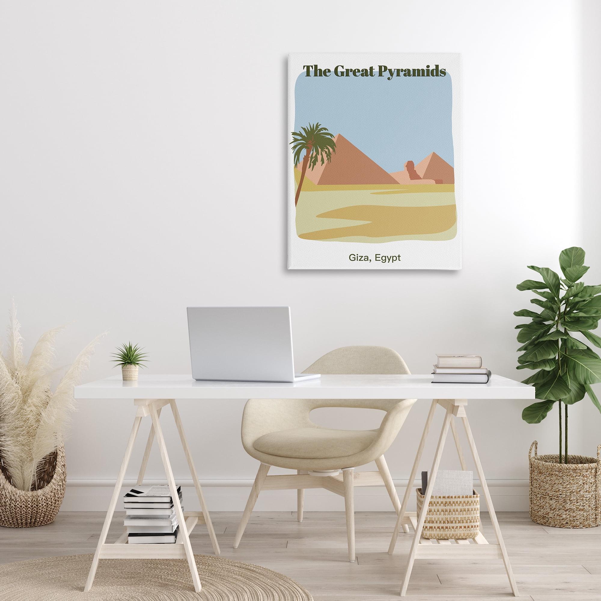 Stupell Industries Great Pyramids Architecture Town & City Painting Gallery Wrapped Canvas Art Print Wall Art, 30 x 40