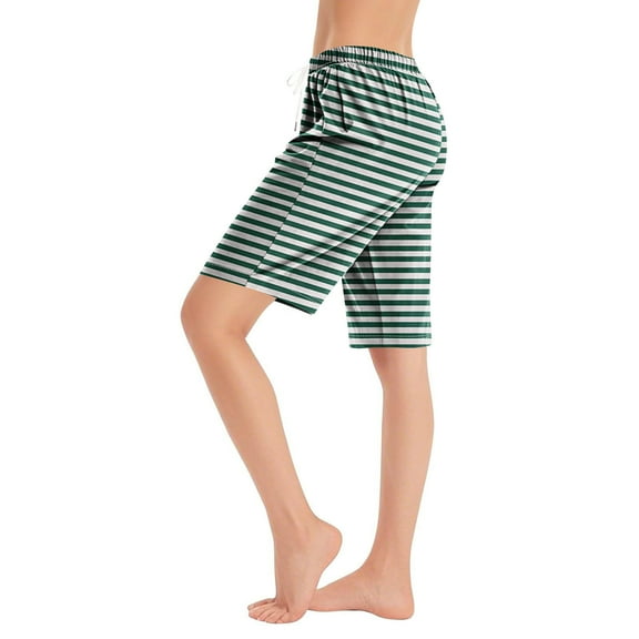 Oplxuo Womens Bermuda Pajama Shorts Casual Summer Soft Comfy Lounge Shorts Elastic Waist Stylish Trousers Pj Bottoms