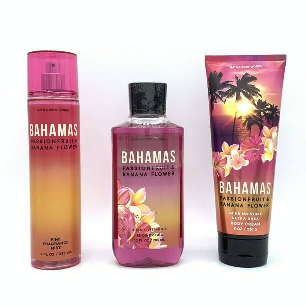 Bath And Body Works Bahamas Passionfruit And Banana Flower Fine Fragrance Mist Shower Gel And Body Cream 3 Piece Bundle Walmart Com Walmart Com