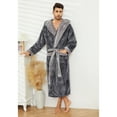 thumbnail image 5 of VULCANODON Mens Hooded Robe, Big and Tall Full Length Plush Robe for Men Long Fleece Bathrobe（Dark Grey/Light Grey, Small-Medium）, 5 of 7
