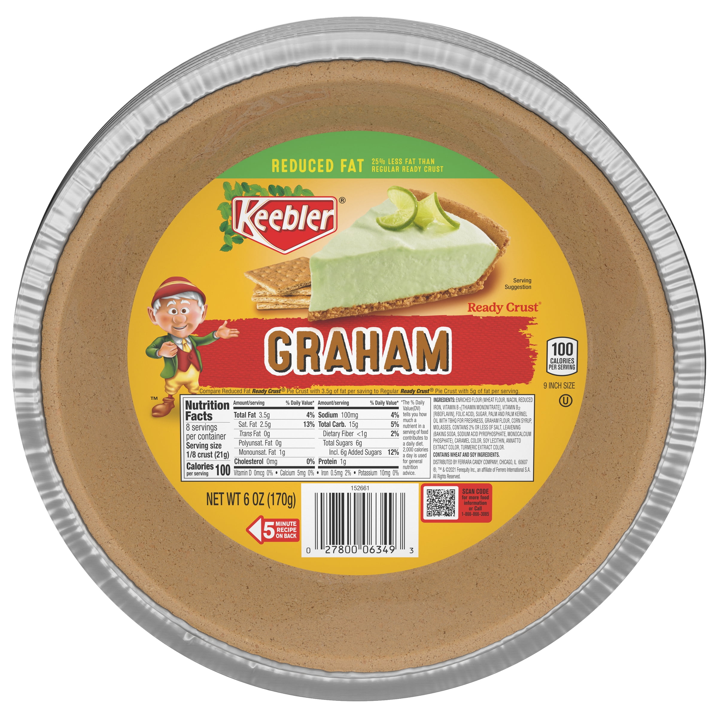 Keebler Graham Cracker Pie Crust Reduced Fat 9 inch Tin