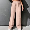 thumbnail image 2 of Womens Fluffy Fleece Pants Soft Warm Wide Leg Winter Casual Trousers Elastic Waist Plush Lightweight Pajama Bottoms (X-Large, Pink), 2 of 6