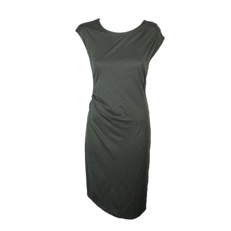 - BAR III Womens Green Gathered Cap Sleeve Jewel Neck Knee Length Sheath Dress Size: S