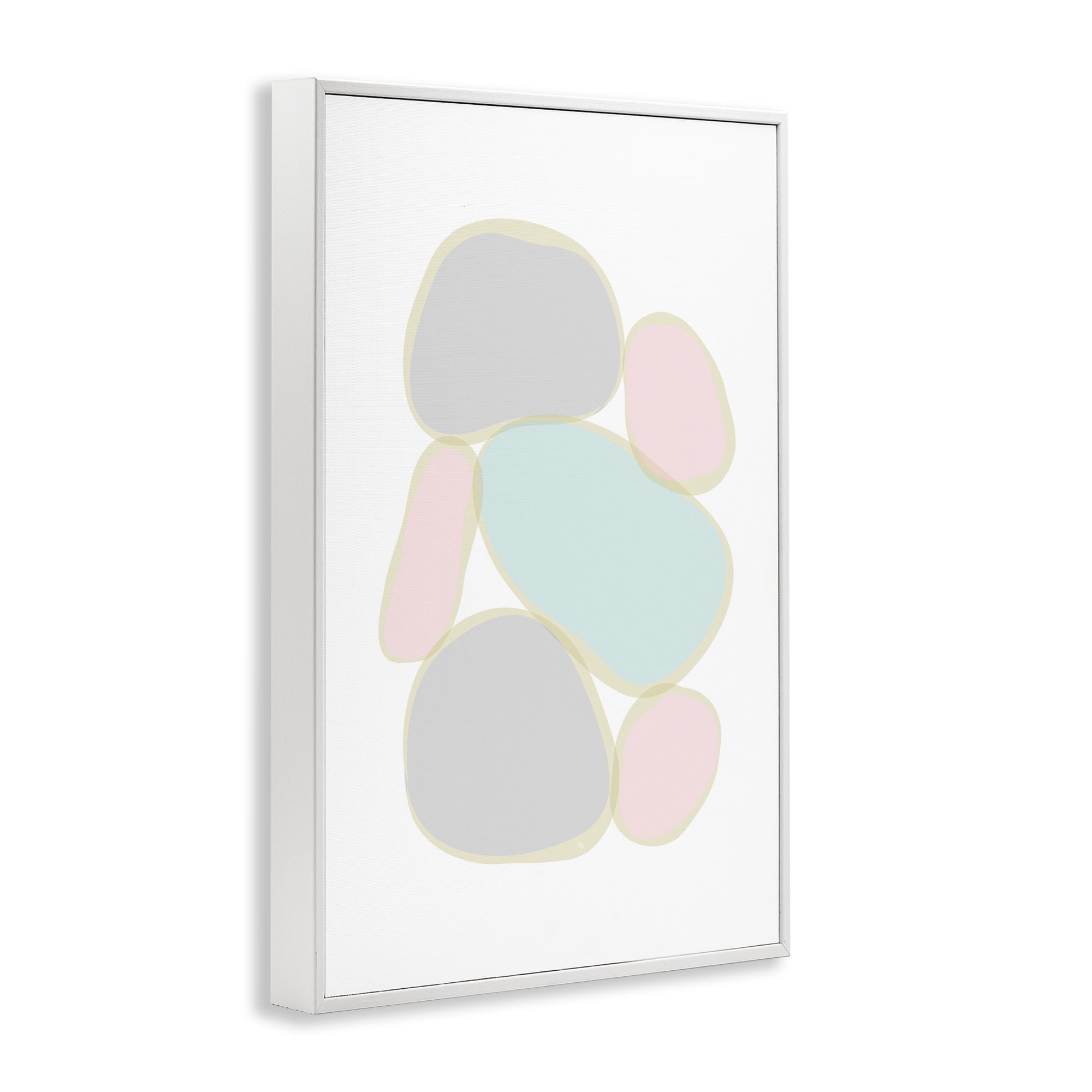 Stupell Industries Pastel Pebble Shapes Abstract Painting White Framed Art Print Wall Art, 16 x 24