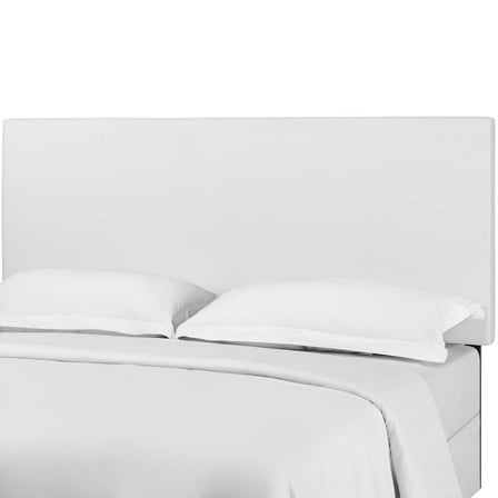 Contemporary Modern Urban Designer Bedroom King Size Headbaord, Faux Vinyl Leather, White
