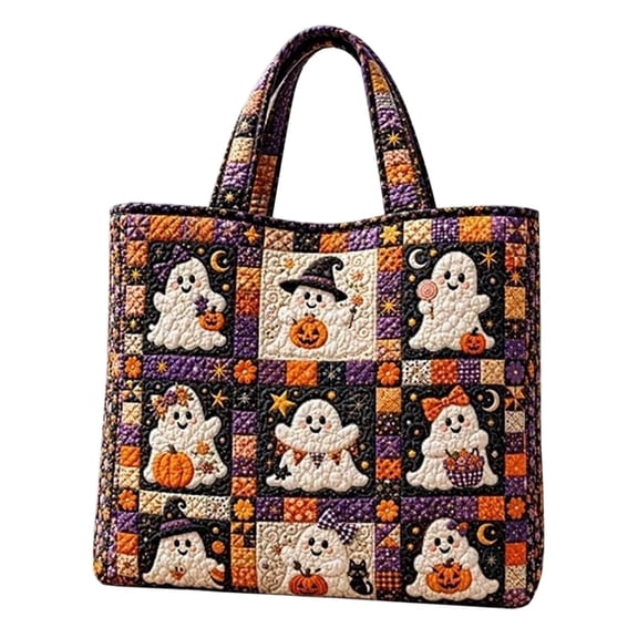 Halloween Tote Bag Fall Pumpkin Patchwork Handbag for Women