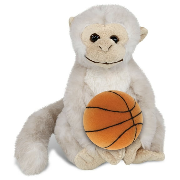 DolliBu White Squirrel Monkey Stuffed Animal with Basketball Plush – Soft Huggable Monkey, Adorable Playtime Plush Toy, Cute Wild Life Gift Plush Doll Animal Toy for Kids and Adults – 12.5 Inches
