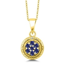 Gem Stone King 18K Yellow Gold Plated Silver Blue Created Sapphire Round Pendant Necklace for Women (0.43 Cttw, Gemstone Birthstone, with 18 inch Chain)
