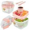 thumbnail image 1 of Salad Container Leakproof Salad Bento Box with 3 Compartments Tray Reusable Salad Lunch Box with Salad Dressing Cup Bento Salad Bowl Microwave Safe for School Work Picnic Trips, 1 of 9